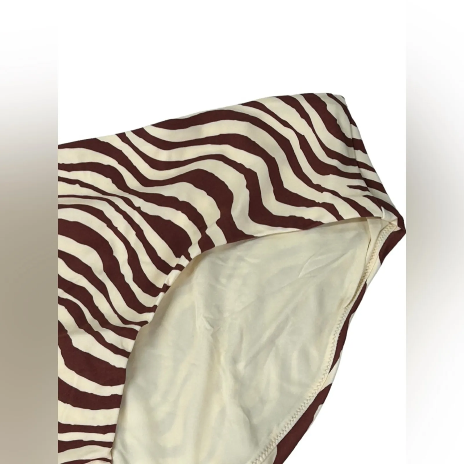 Andie Swim The Hipster Bias Truffle Stripe Bikini Bottom NWT Size Large Brown - Image 5