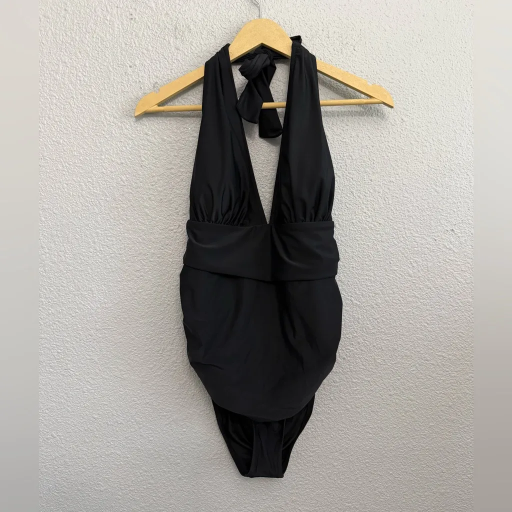 NWT Cupshe Halter Tummy Control Ruched One Piece Swimsuit Size XL - Image 4