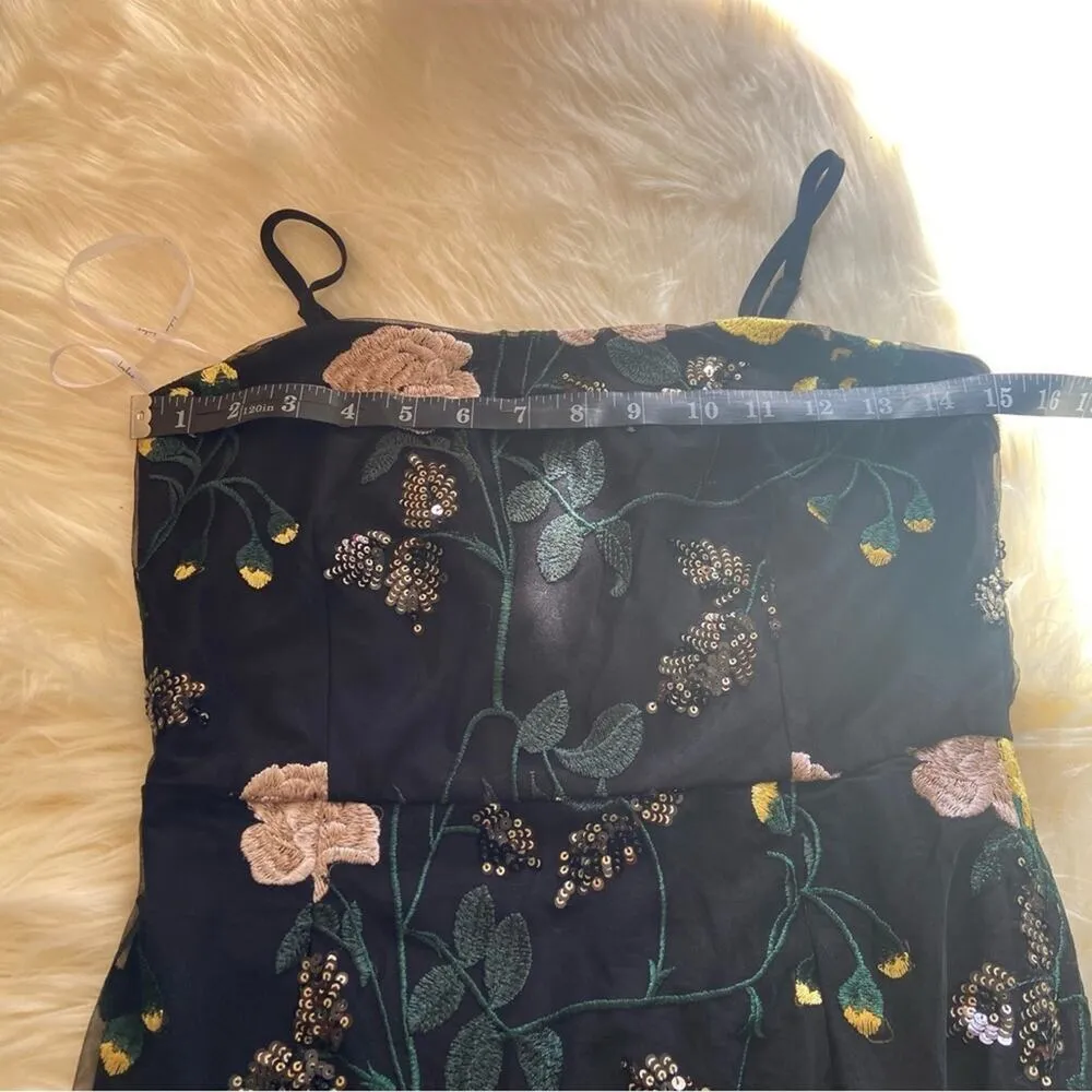 NWOT Lulus Rue Black Floral Embroidered Sequin Bodycon Mini Dress - Image 5
