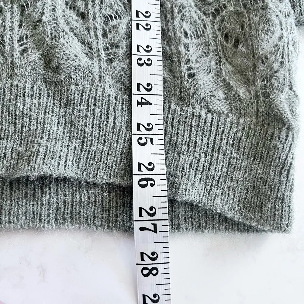 ZARA POINTELLE OPEN KNIT SWEATER Oversized Green Marl XS/S. NWT - Image 10