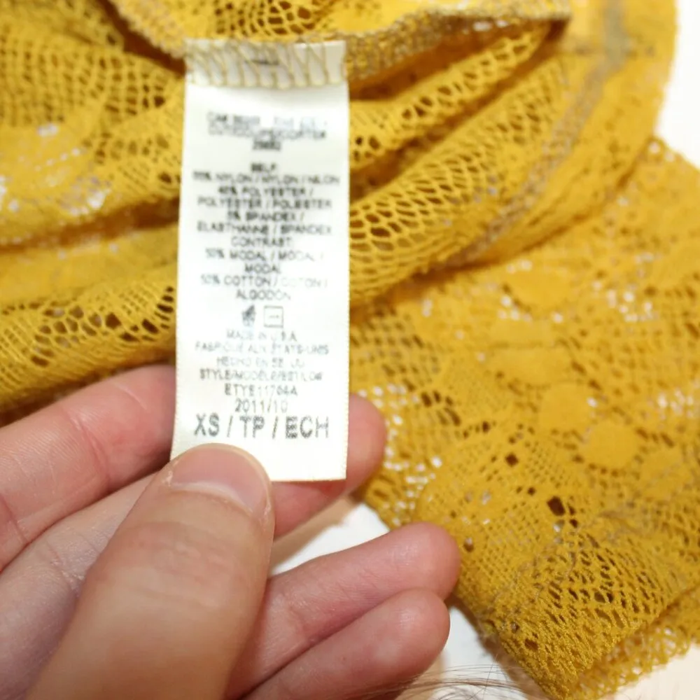 Ella Moss Mustard Lace Long Sleeve Top Size XS - Image 5