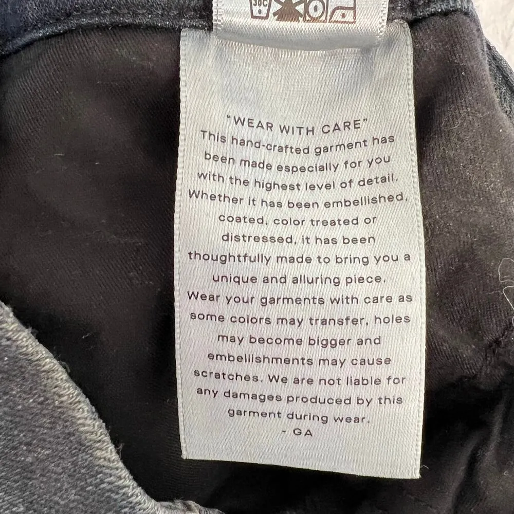 Good American Good Waist Size 2/26 Tapered Leg Denim Jeans Raw Hem in Blue631 - Image 13