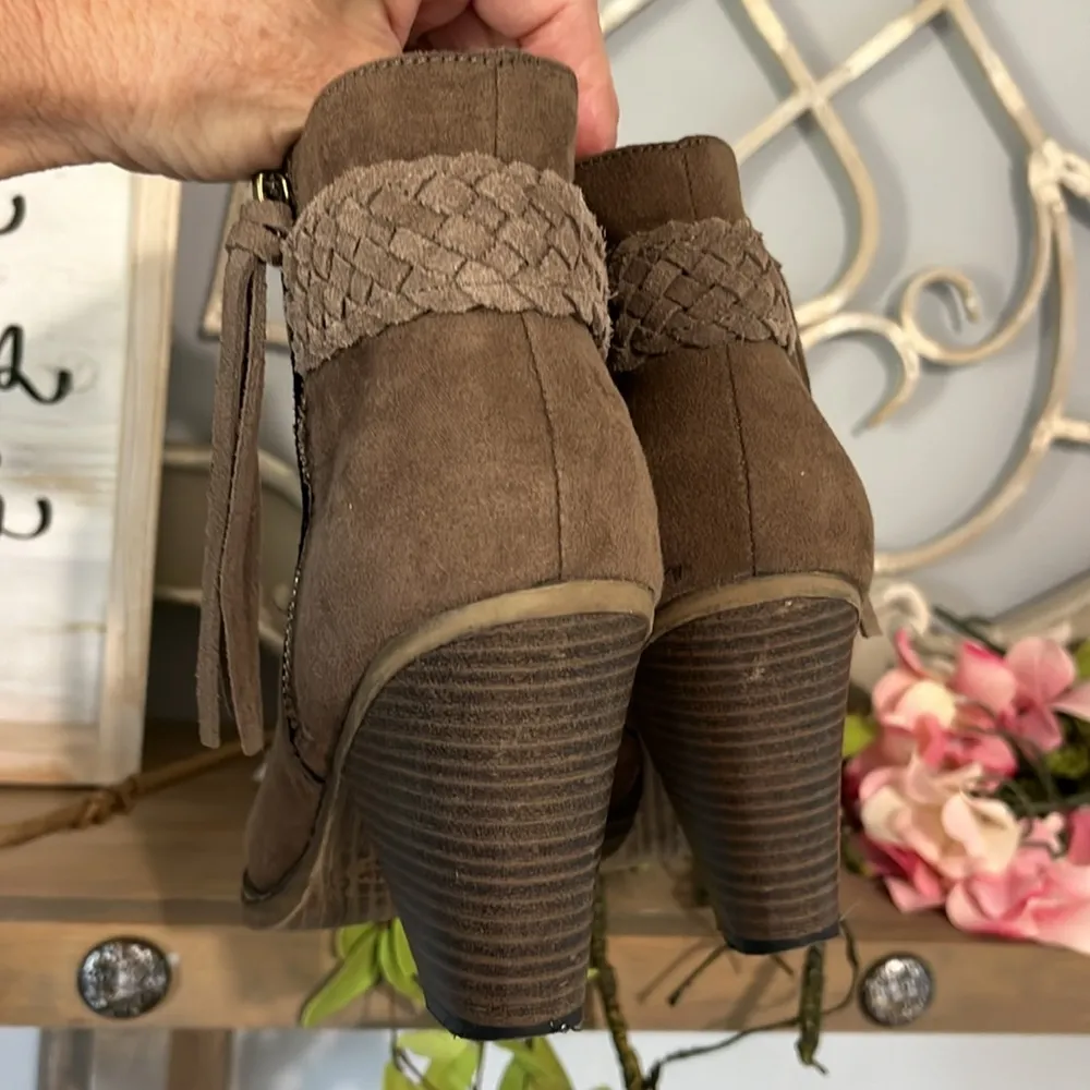 Booties Altard State Brown Faux Suede Side Zip Ankle Boots Womens 7.5 - Image 7