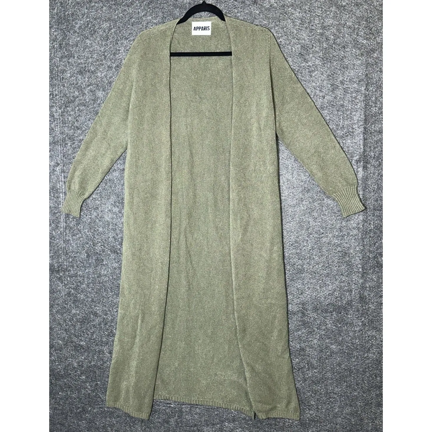 APPARIS Long Duster Cardigan Sweater Olive Green Maxi Split Sides Made in Italy Size undefined - Image 5