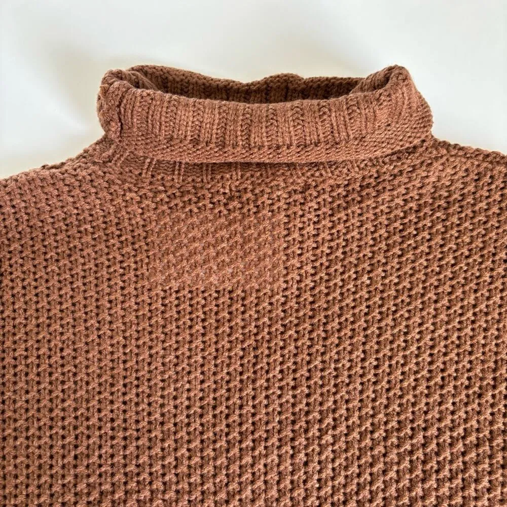 Cezele Boutique Brown Slouchy Loose Fit Knit Drop Shoulder Sweater Size Medium - Image 9