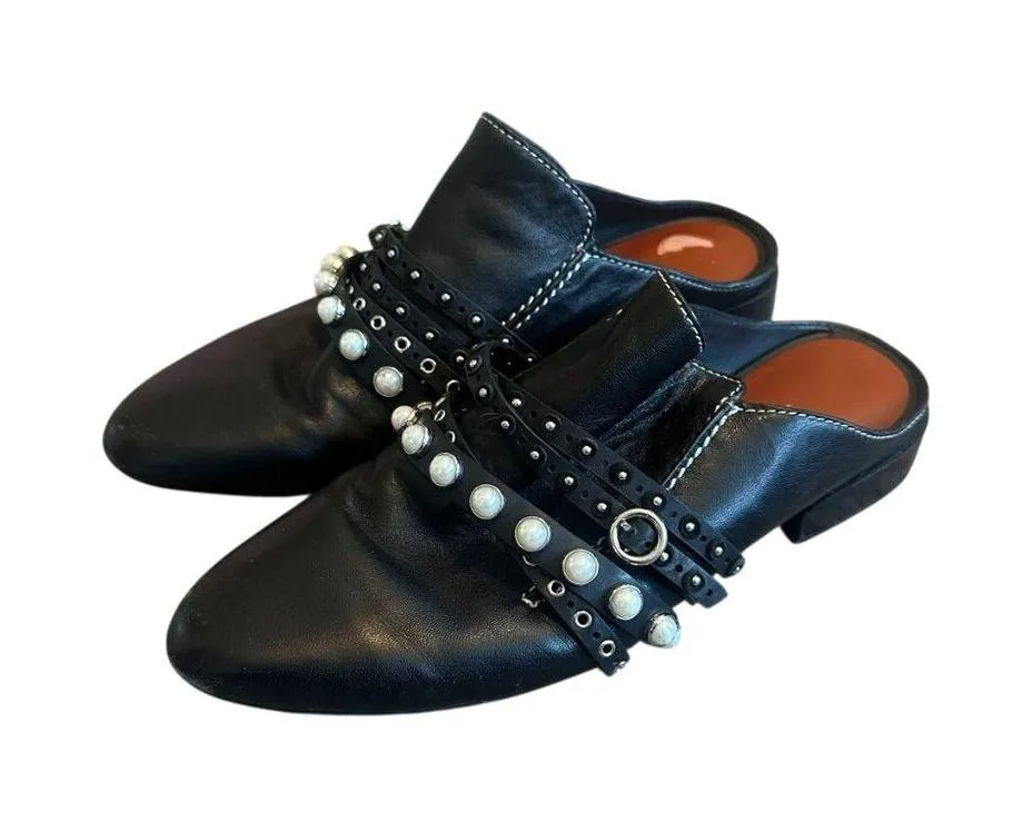 3.1 Phillip Lim Black Leather Backless Shoes Loafers Slip-On Slides Size 36.5 6 - Image 2