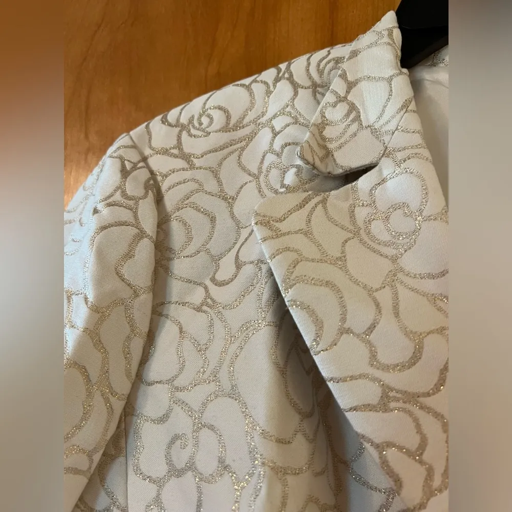 Talbots Blazer Suit Jacket Floral Print Glitter Metallic Vintage NWT Size 20 - Image 9