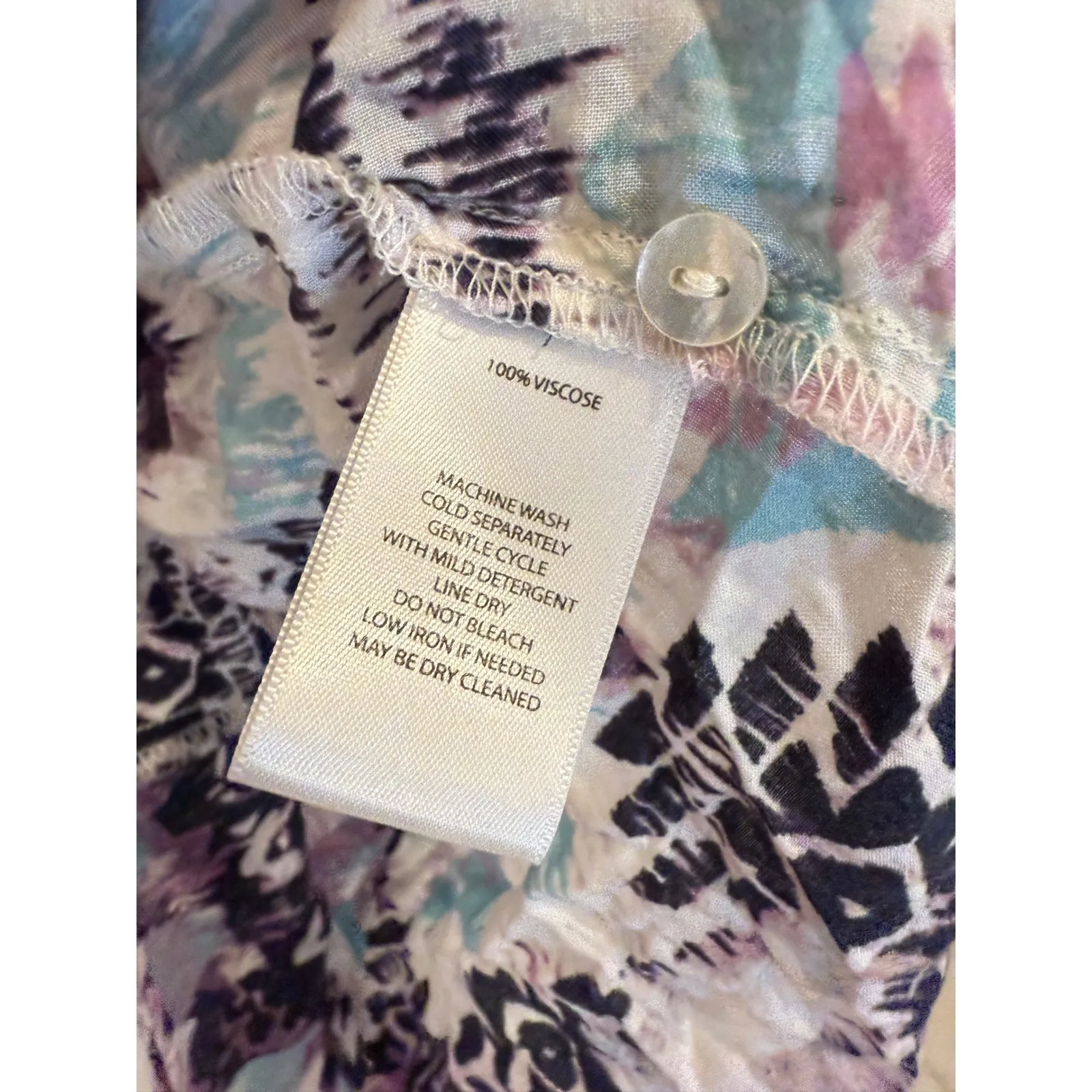 Beach Lunch Lounge Collection Womens M‎ Purple Blue Print Top - Image 4