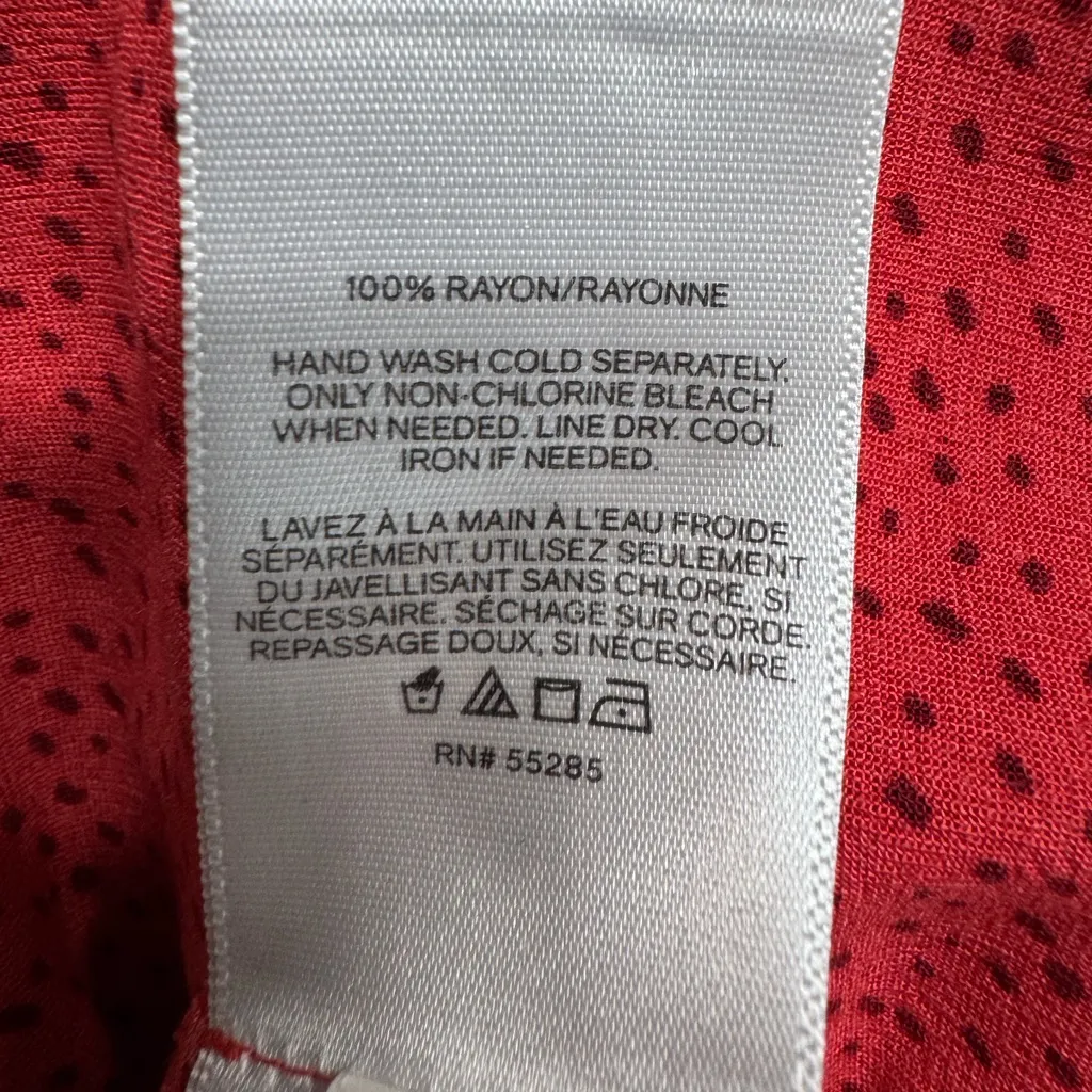 Express Women’s Large Coral Speckled 3/4 Roll Tab Sleeve Vneck Blouse - Image 7