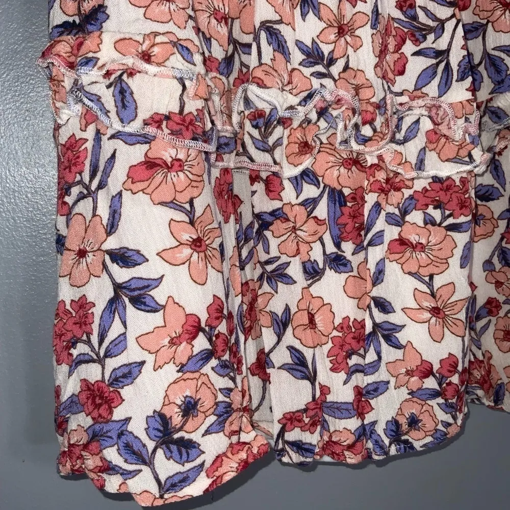 Kendall & Kylie’s Orange Multicolor Floral Wide Elastic Waist Full Short Skirt L - Image 4