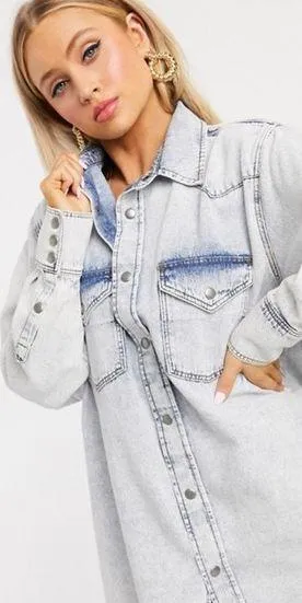 Oversized Denim Dress Lightwash Blue - Image 3