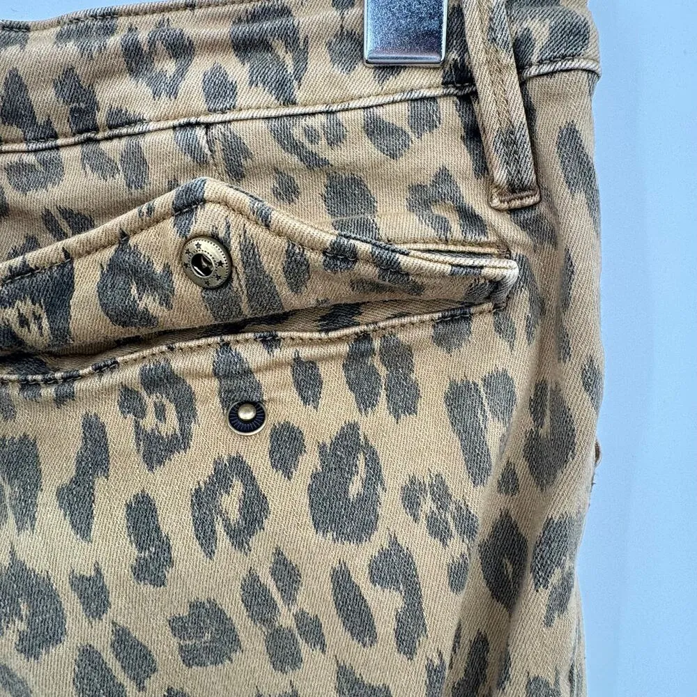 Frame denim jeans size 30 cheetah skinny cargo cropped mid rise black tan pants - Image 7