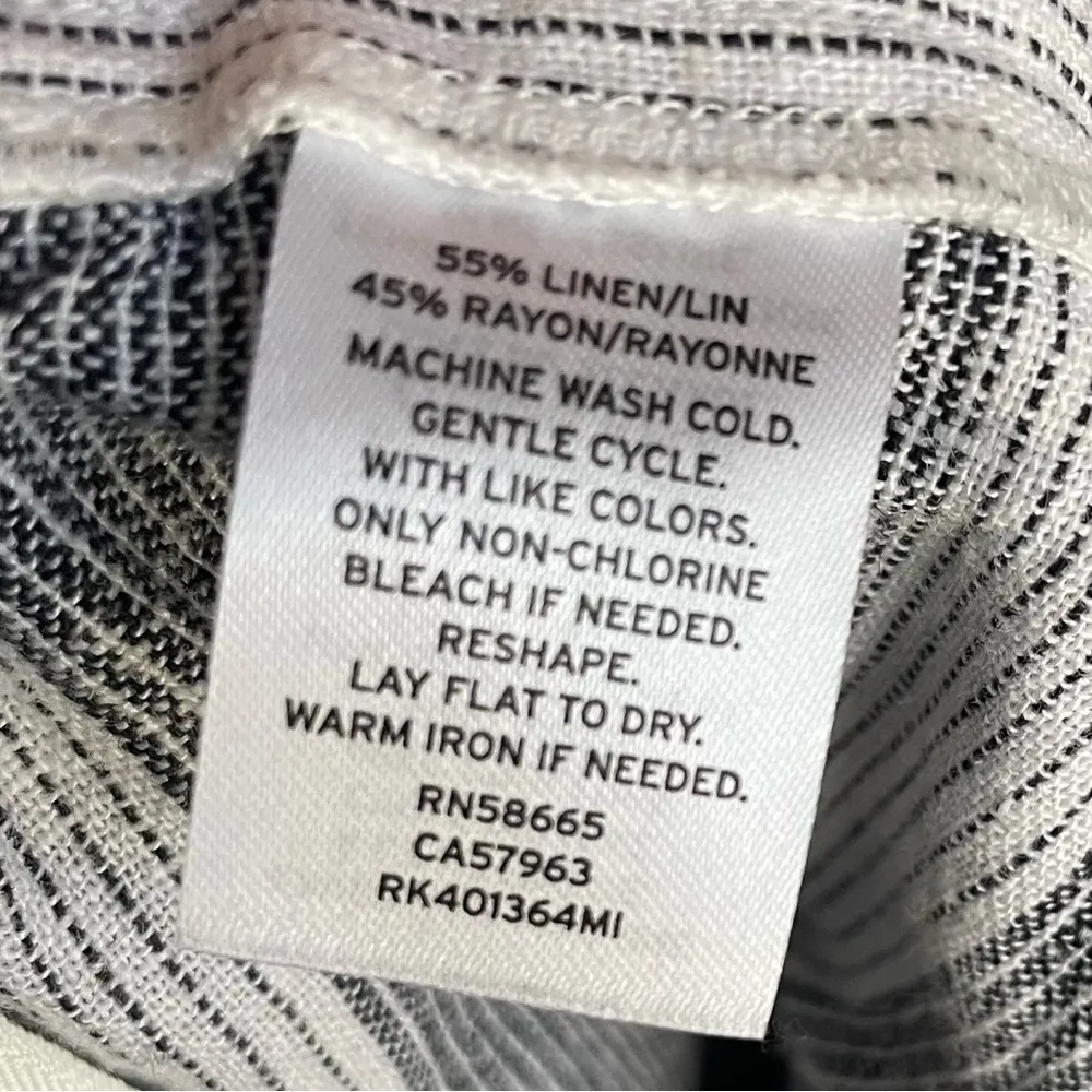 SUSINA Linen Blend Jumpsuit Women's Size Large Gray White Striped Black - Image 13