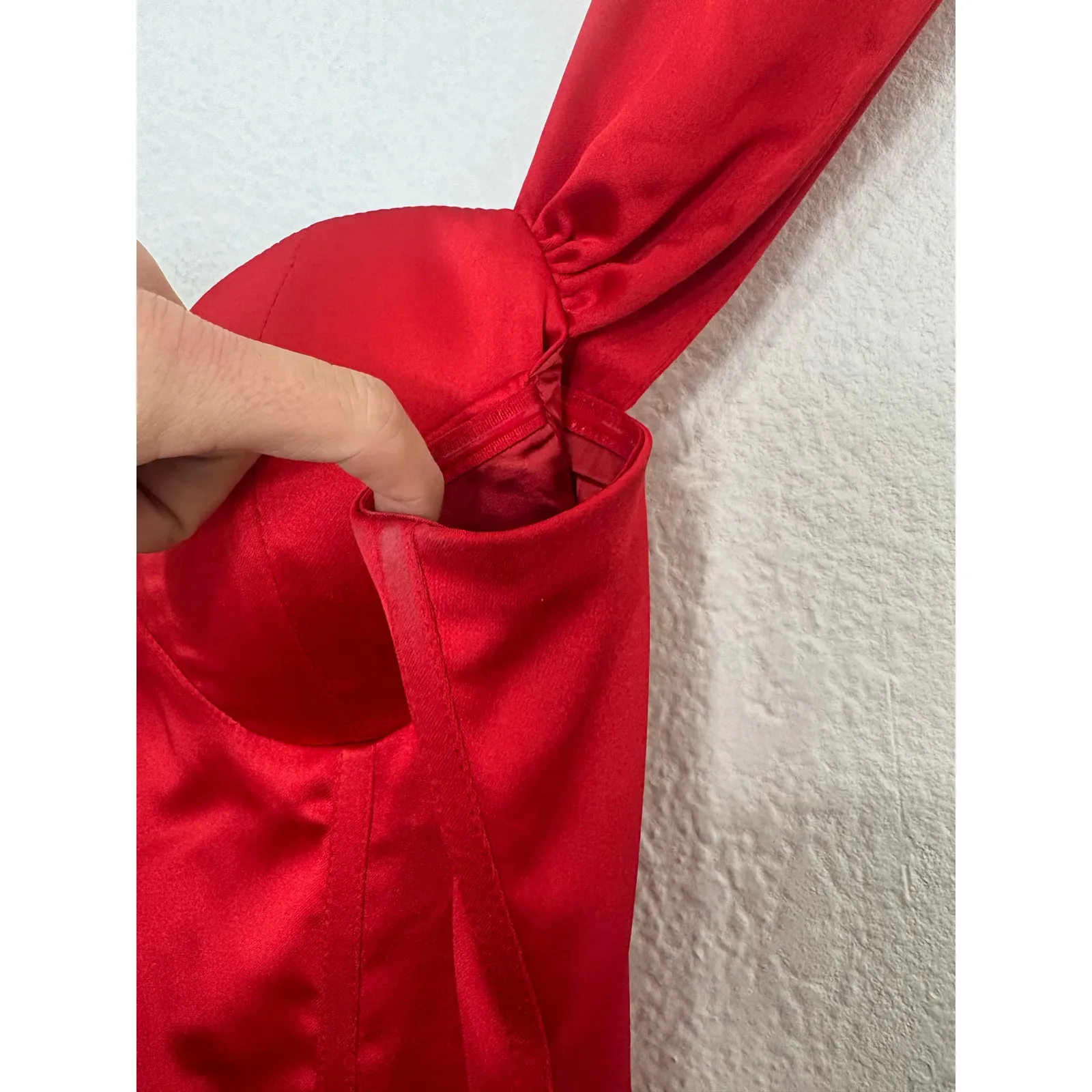 Miss Circle Hedy Red Satin Corset Draped Dress Size XL Sexy Cocktail Wedding - Image 9