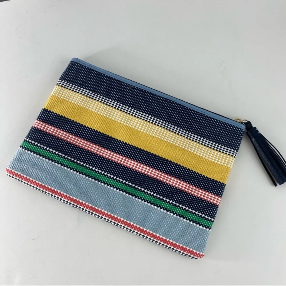 NWT Kate Spade Ash Street Boardwalk Stripe Tassel Woven Purse Bag Pouch Clutch - Image 2
