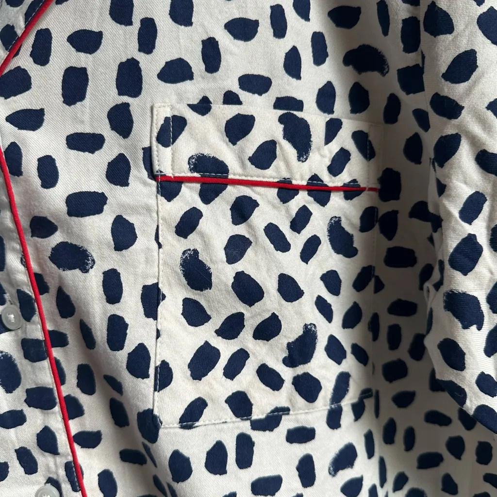 🤍Aerie Navy and White Print Button Up Pajama Top - Image 6