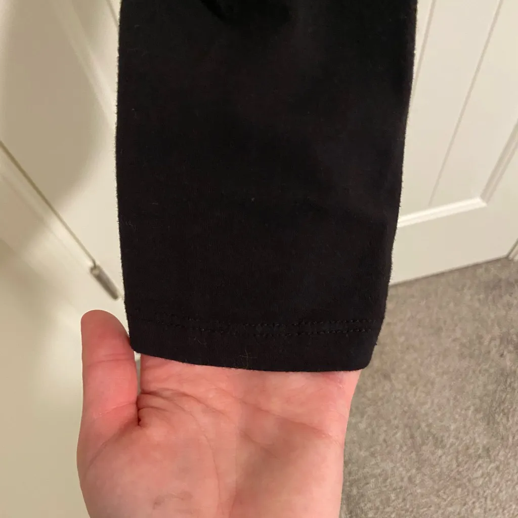 cha cha vente EUC  women’s solid black elastic‎ thin waistband stretch leggings L - Image 4