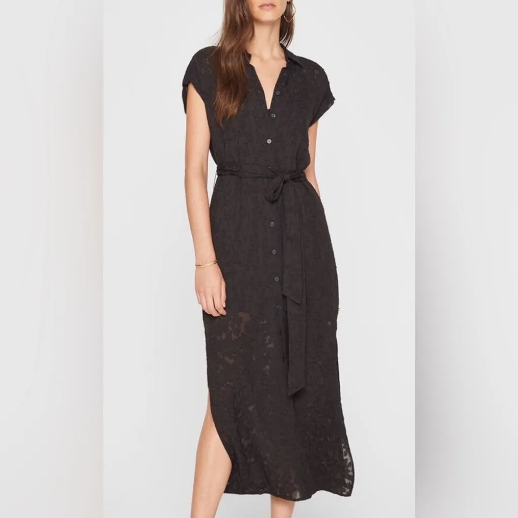 NWT Club Monaco Danielle Textured Black Dress Robe - Image 3
