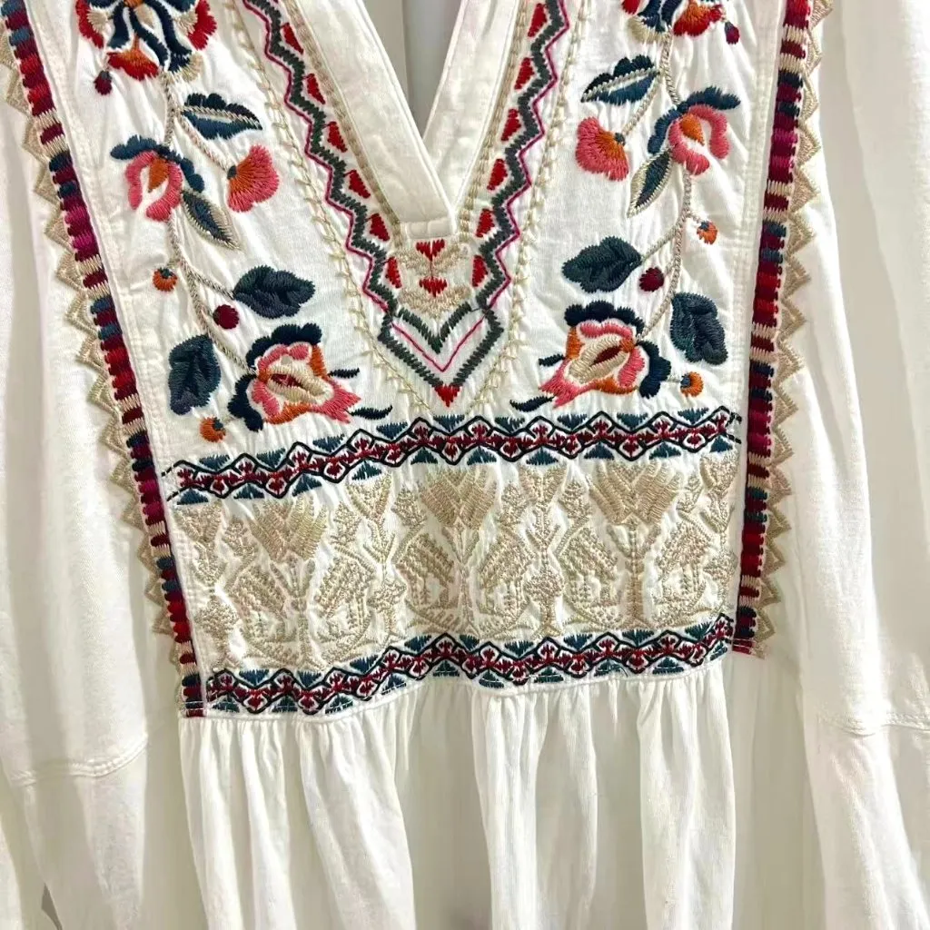 NWOT Johnny Was Embroidered Boho Floral Pockets Long Sleeves Dress Size S - Image 5