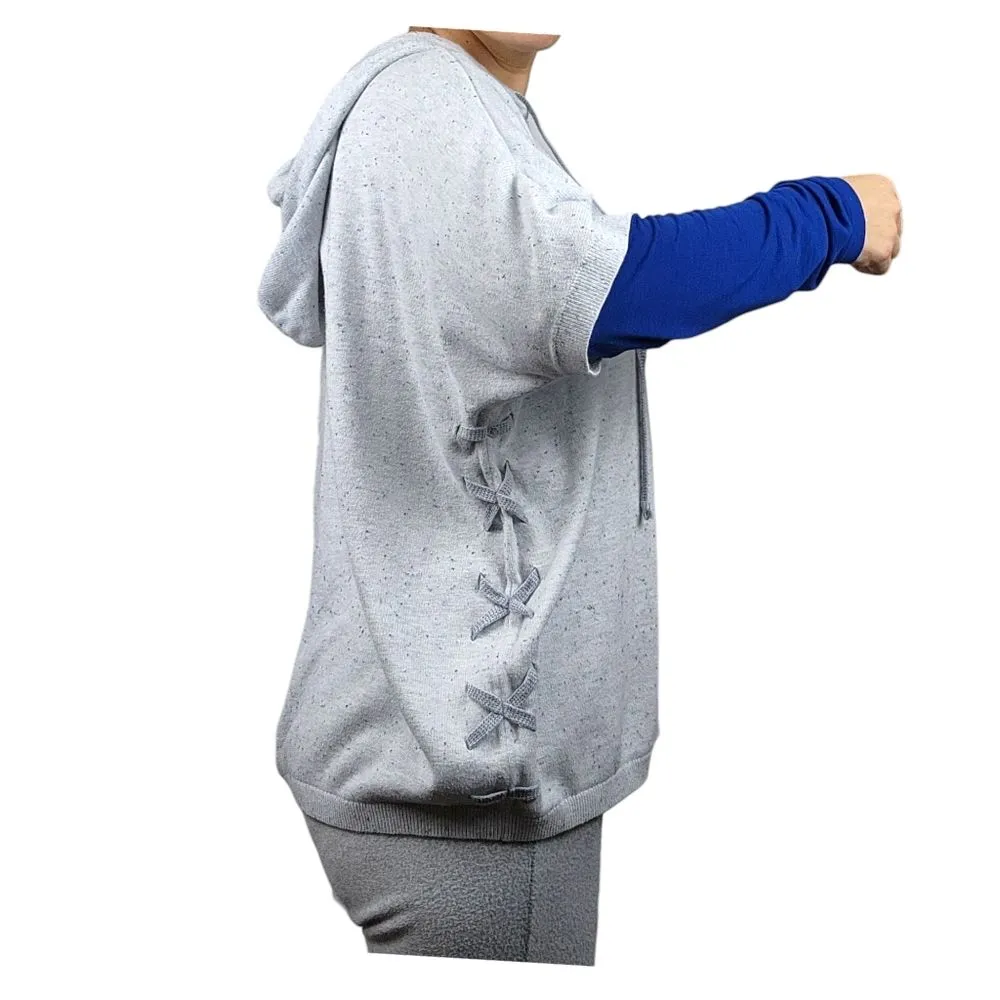 Cabi Sweater Knit Hoodie Short Sleeve Loose Fit Top Cotton Blend Oversized XS - Image 7