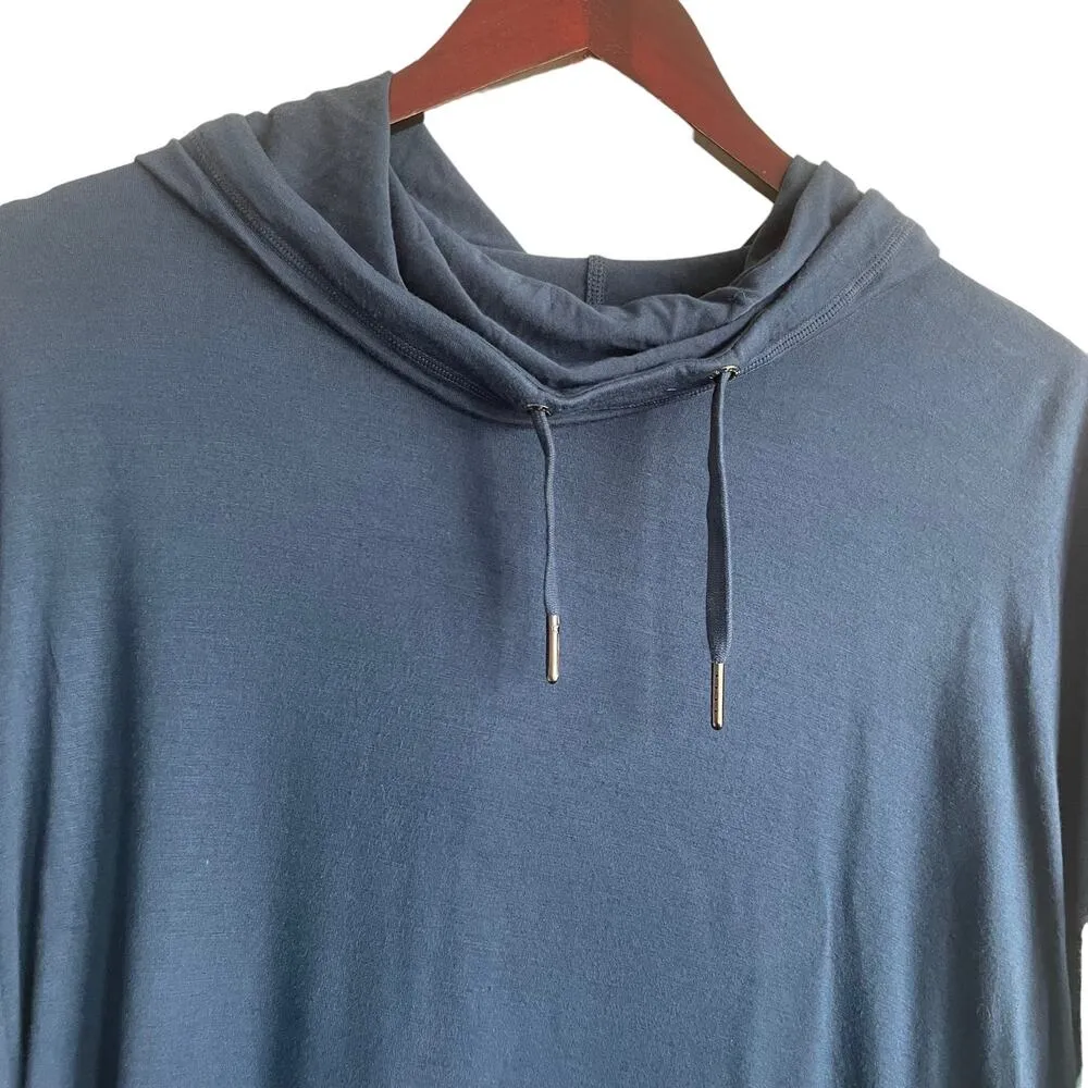 Gaiam Women Yoga Top M Blue Color Block 3/4 Sleeve Hooded Cowl Neck Lounge Comfy - Image 5