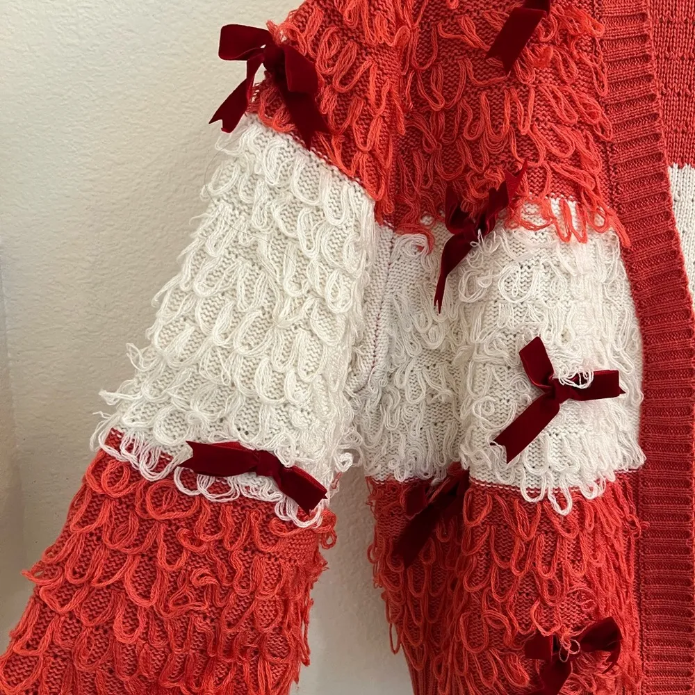 Might Fine Knot Loop Velvet Bow Cardigan Medium - Image 5