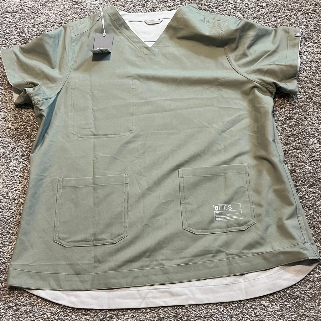 Figs Reversible Scrub Top and Bottoms Desert Sage/Bone 2XL NEW - Image 5