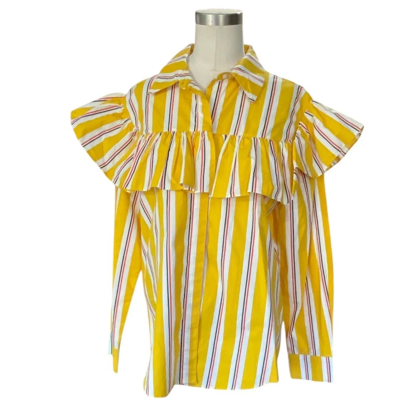 Clare V. Charlotte Top Women's size Small marigold Stripe - Image 3