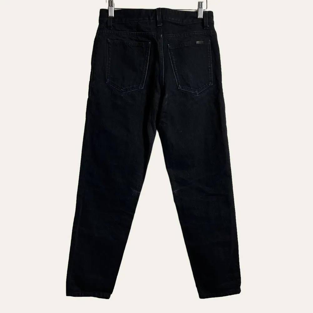 Saint Laurent Black Tapered High Waisted Denim Jeans Size 28 - Image 9