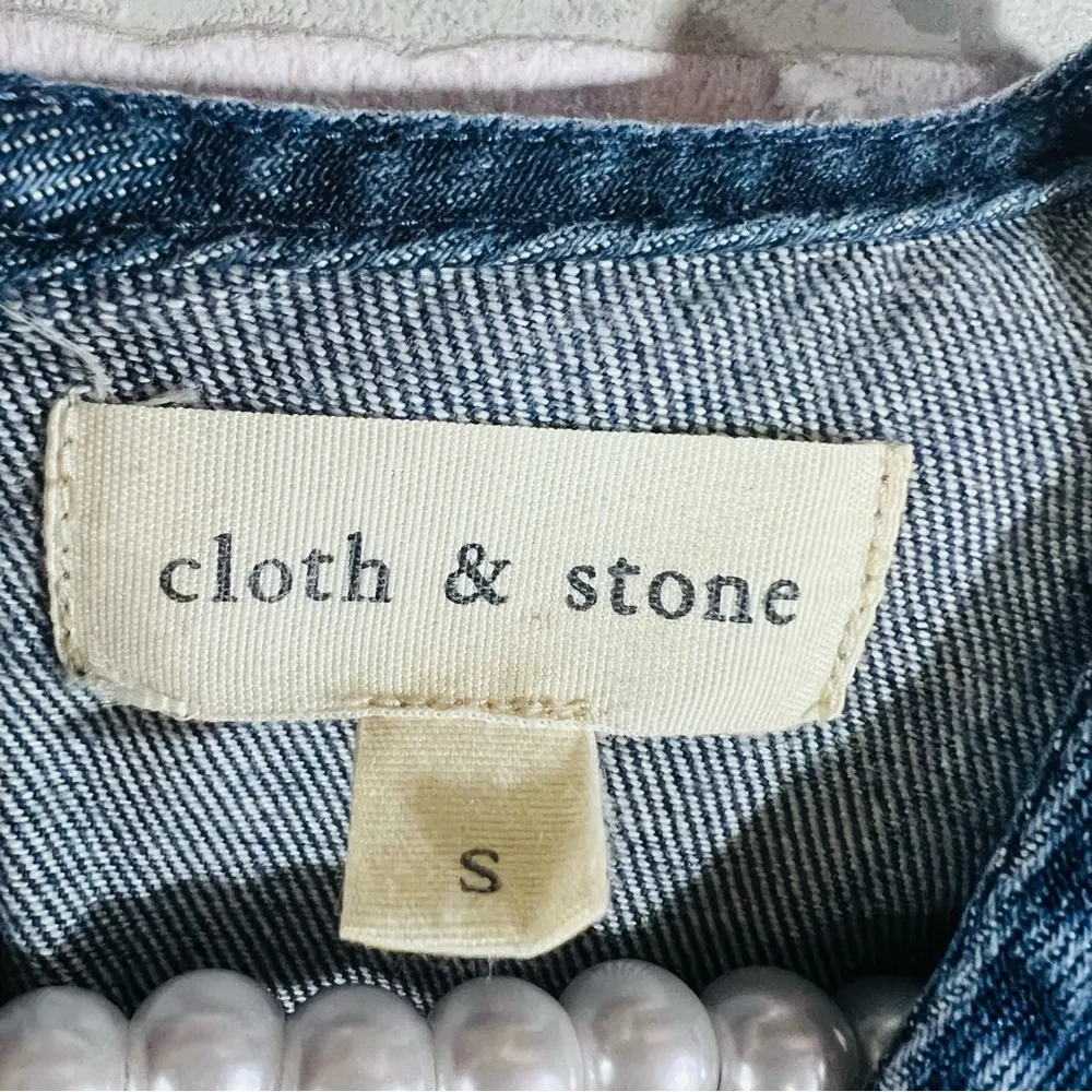 Anthropologie Cloth & Stone Asymmetrical Raw Hem Chambray Denim Dress Size S - Image 8