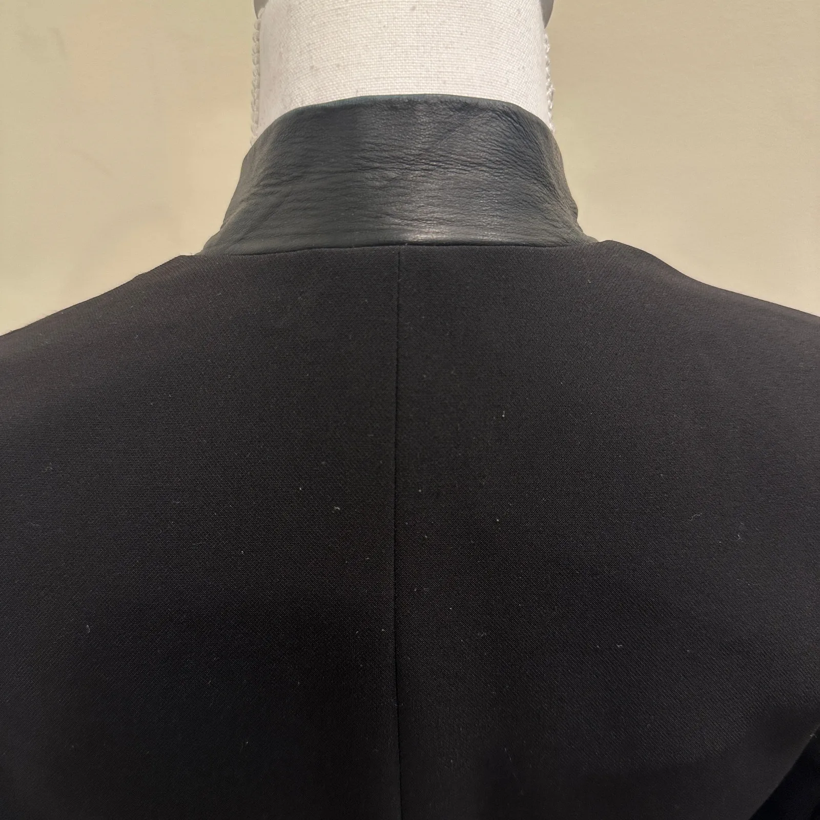 Rebecca Taylor Black Blazer Lamb Leather Collar Peplum Twee Preppy Coquette Sz 0 - Image 7