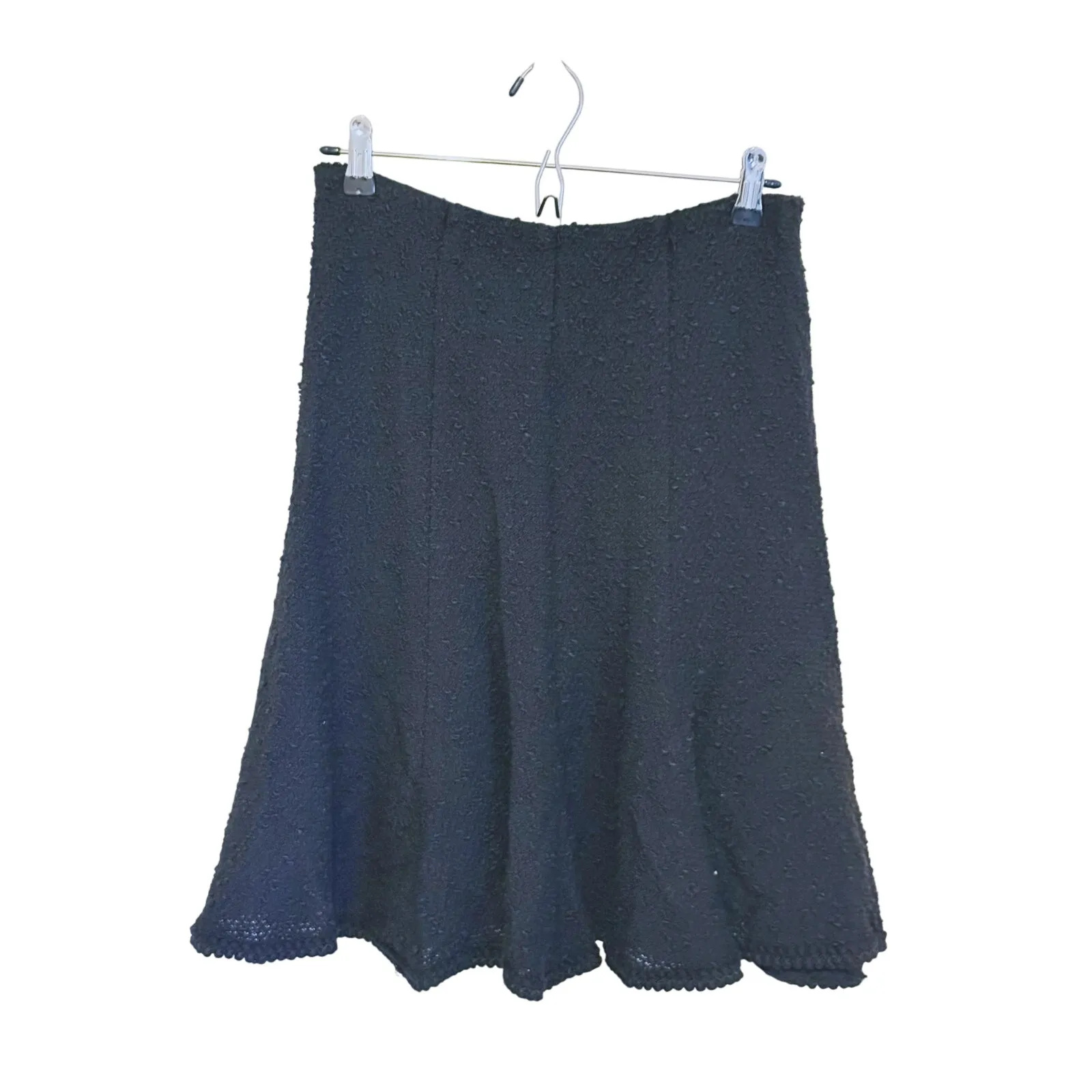 VTG Nanette Lepore Wool Textured A-Line Skirt S Black Minimalist Dark Academia - Image 3