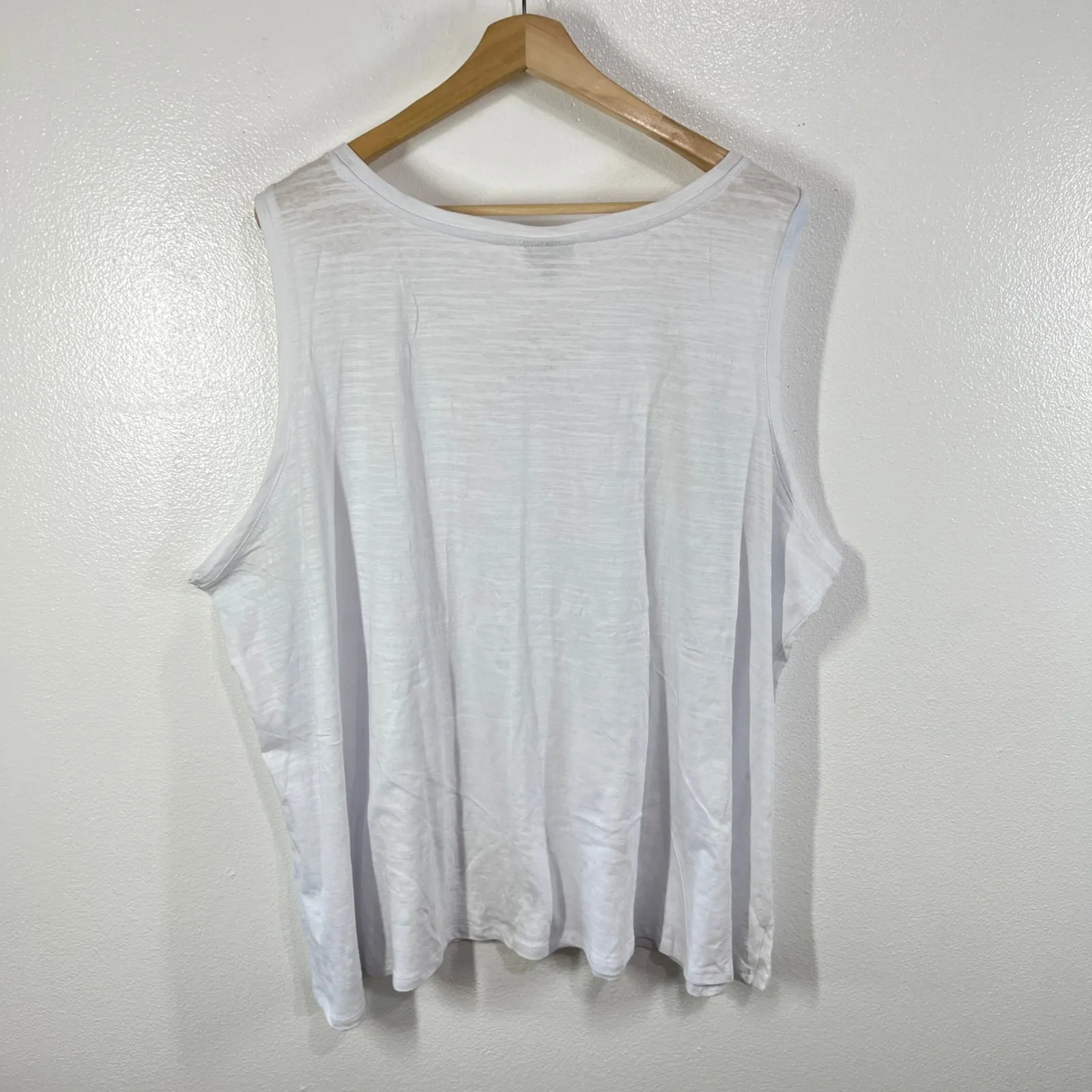 Avenue Plus Size White Cotton Tank Top 30/32 NWT Sleeveless‎ Basic Casual Lounge - Image 3