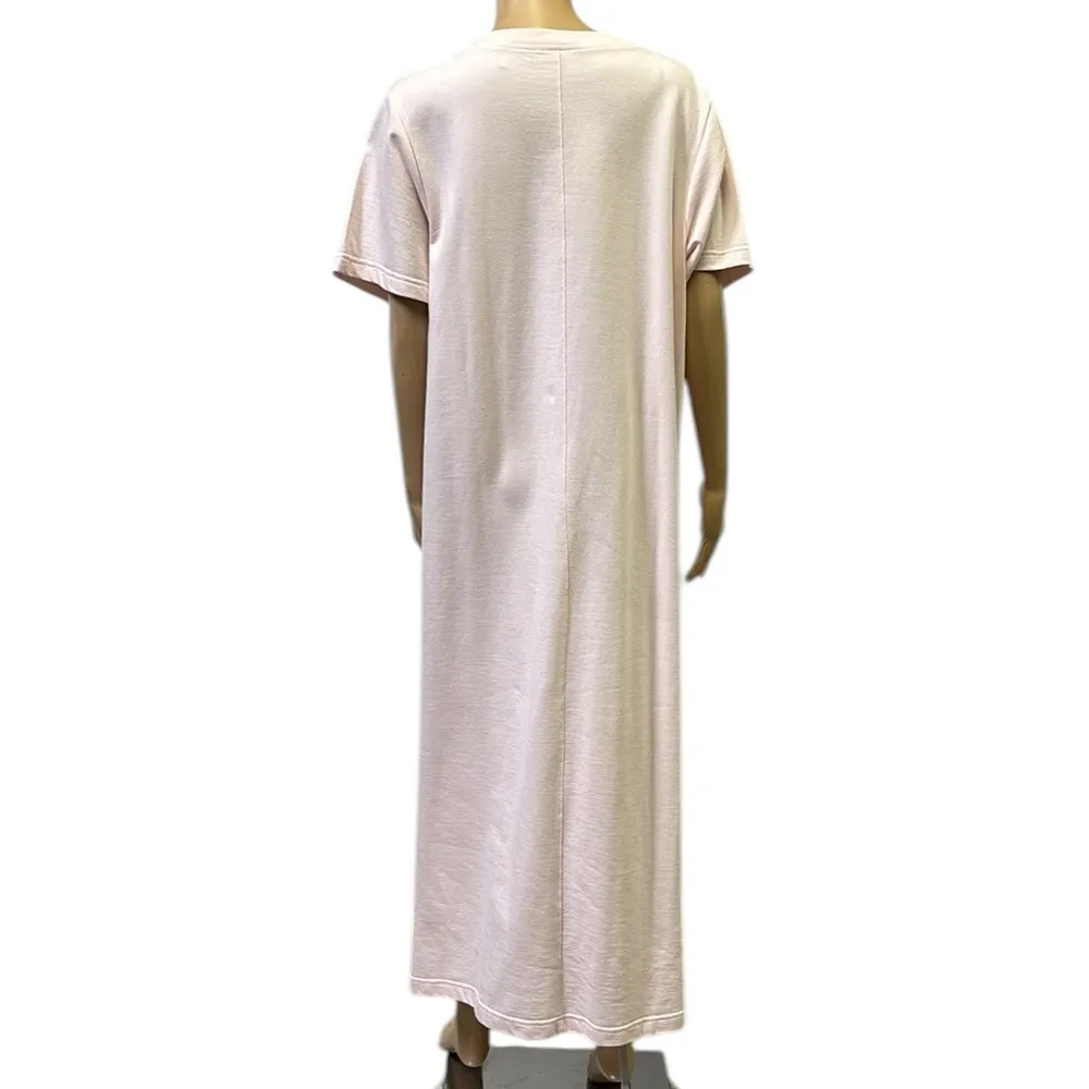 Vintage Delicate SPA Pink Maxi Shirt Dress Cover Up Coastal Fish Womens Medium - Image 5