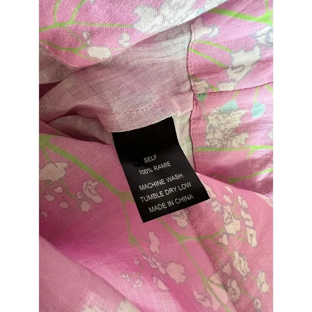 CYNTHIA ROWLEY PINK FLORAL BLOUSE SIZE LARGE - Image 5