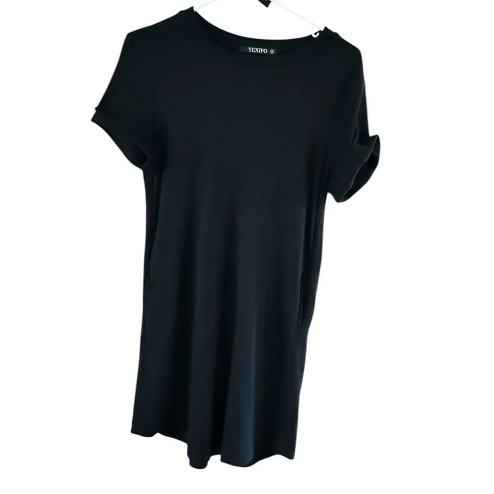 Black Mini Dress with Raglan Sleeves - Image 3