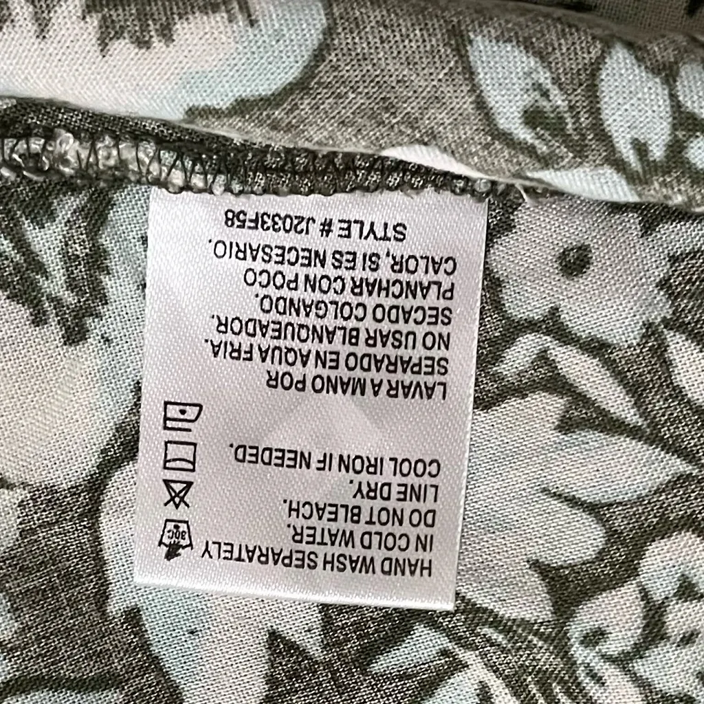 Patrons of Peace Olive and Cream Floral Dress Sz S - Image 8