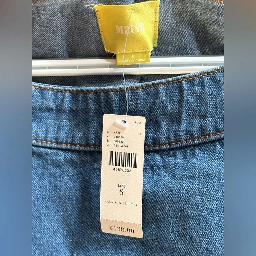 NEW Anthropologie Maeve Denim Mini Shift Dress w/ Lace Up Shoulders Women’s S - Image 7