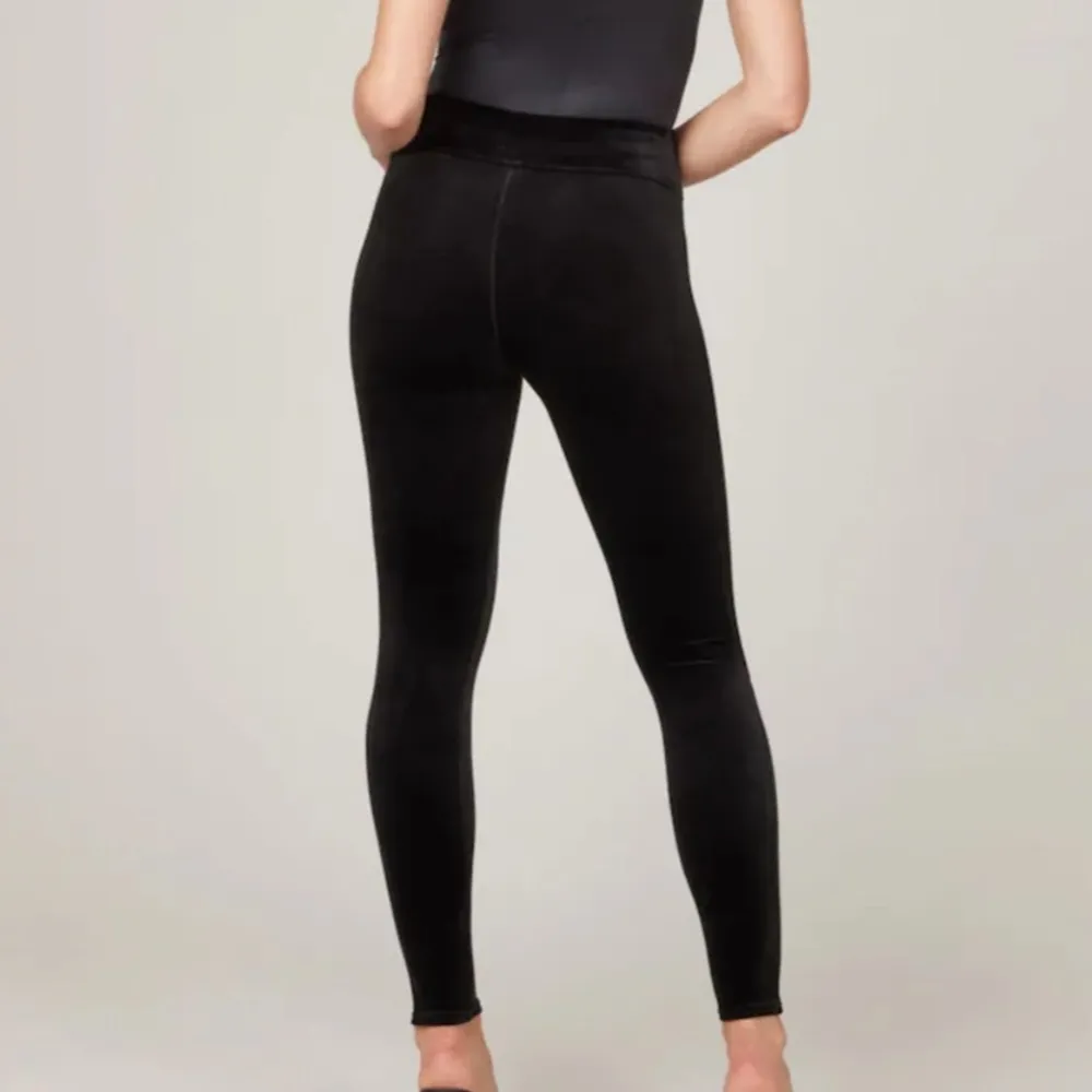 SPANX® Black Velvet Leggings High Waisted Skinny Holiday‎ Winter Small S - Image 2