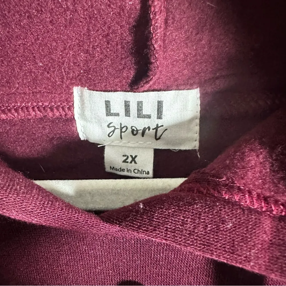 Lili Sport Womens Sz 2X J’adore Paris Purple Pullover Hoodie Sweater Pearls - Image 7
