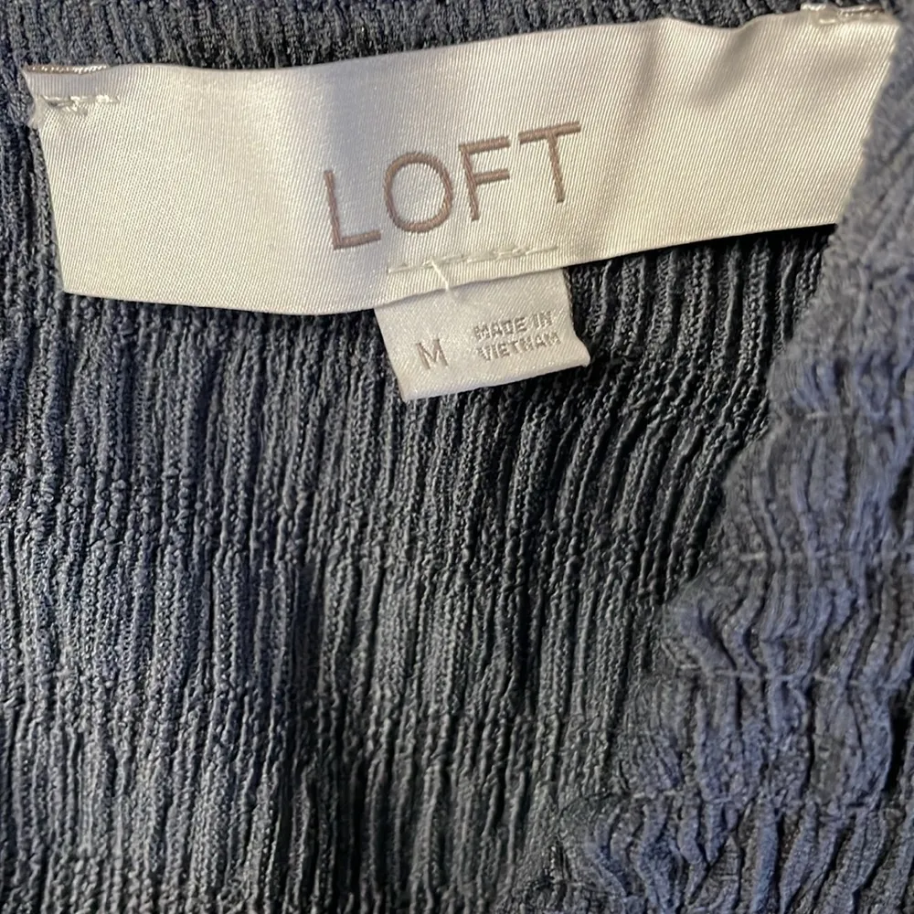 Loft Slate Blue Smocked Ruffle Top - Image 5