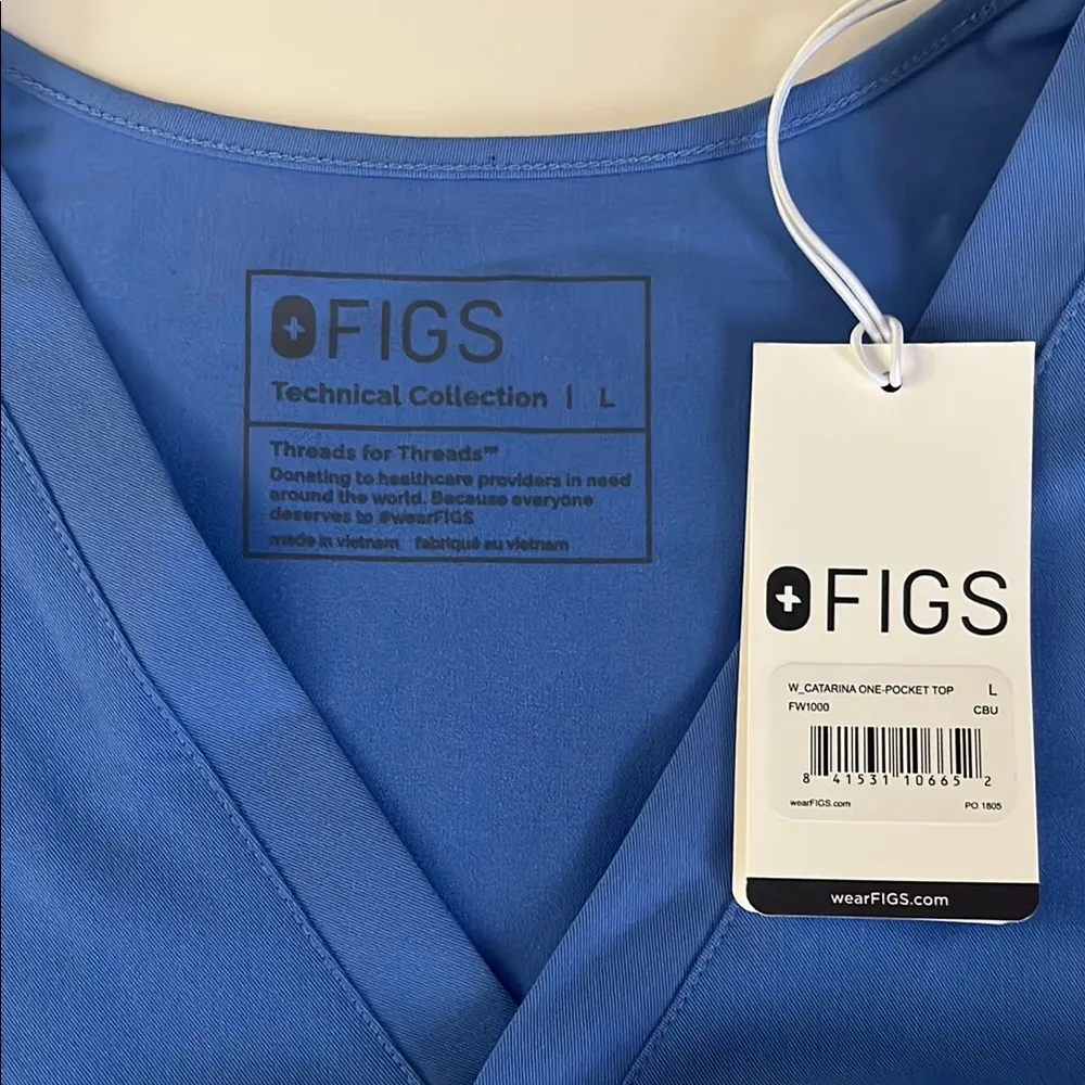 FIGS Women’s Catarina One-Pocket Scrub Top Blue Size Large NWT - Image 2