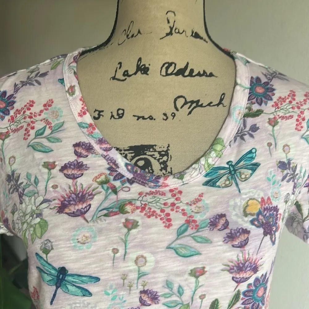 Sundance Butterly Firefly V-Neck Short Sleeve Lavender Tee Shirt Top Size XS - Image 7