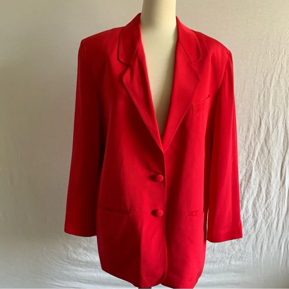 The Limited Red 100% Silk Blazer Jacket Size Large - Image 2