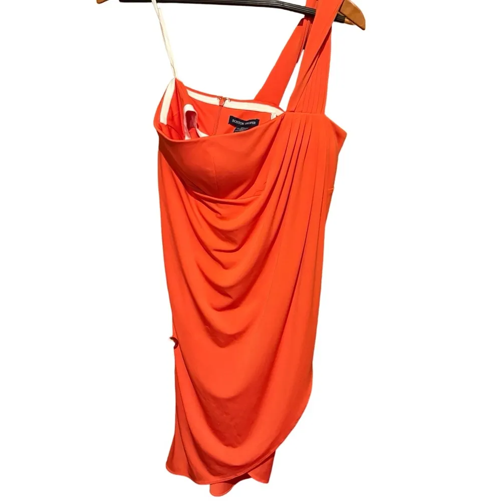 Boston Proper Orange One Shoulder Dress - Image 2
