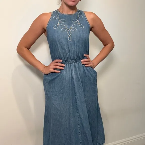 Vintage Oscar de‎ la Renta Jean Dress for Saks Fifth Avenue • Size Medium - Image 2