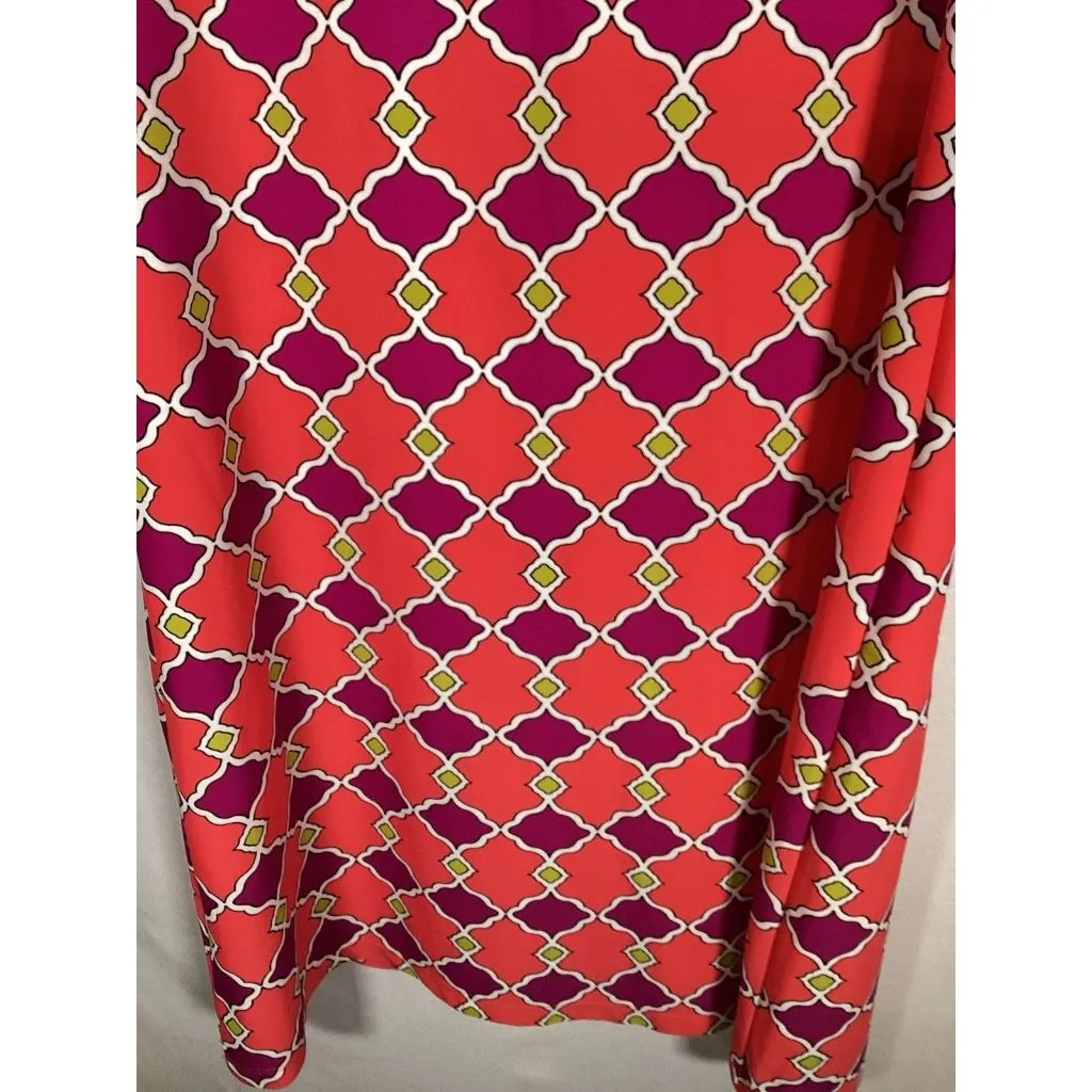 JUDE CONNALLY Beth Dress Shift Sleeveless Mod Geometric Travel Y2K Size Small Orange - Image 5