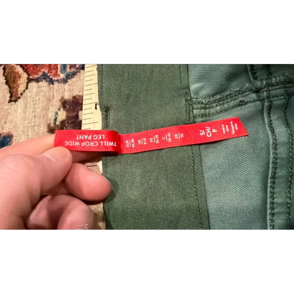 Spanx Twill Crop Wide Leg Pants Olive Green Women’s Size Small Stretch Shaping - Image 9