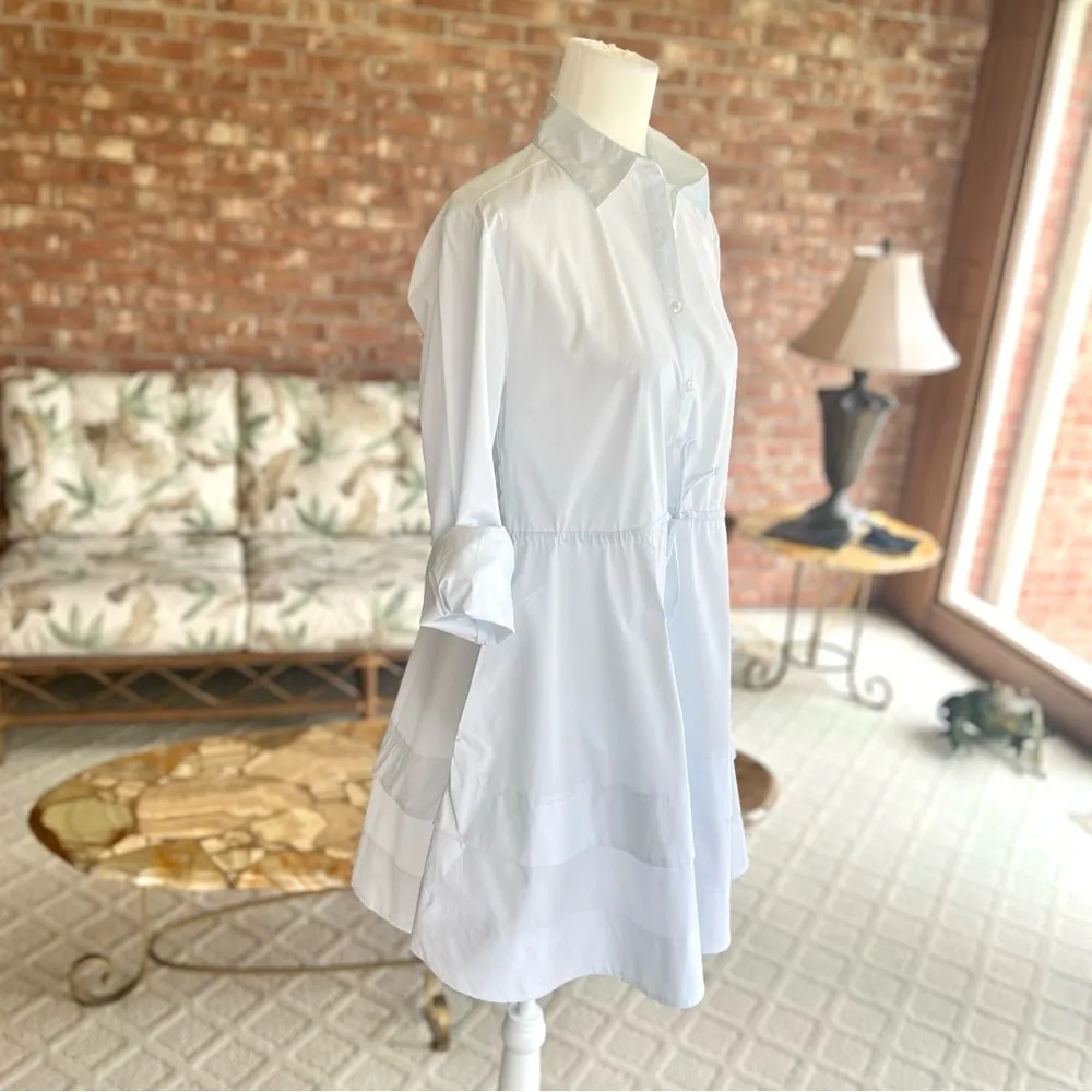 Textile Elizabeth and James Pale Blue Belted Flared Mini Shirtdress Dress NEW XS - Image 13