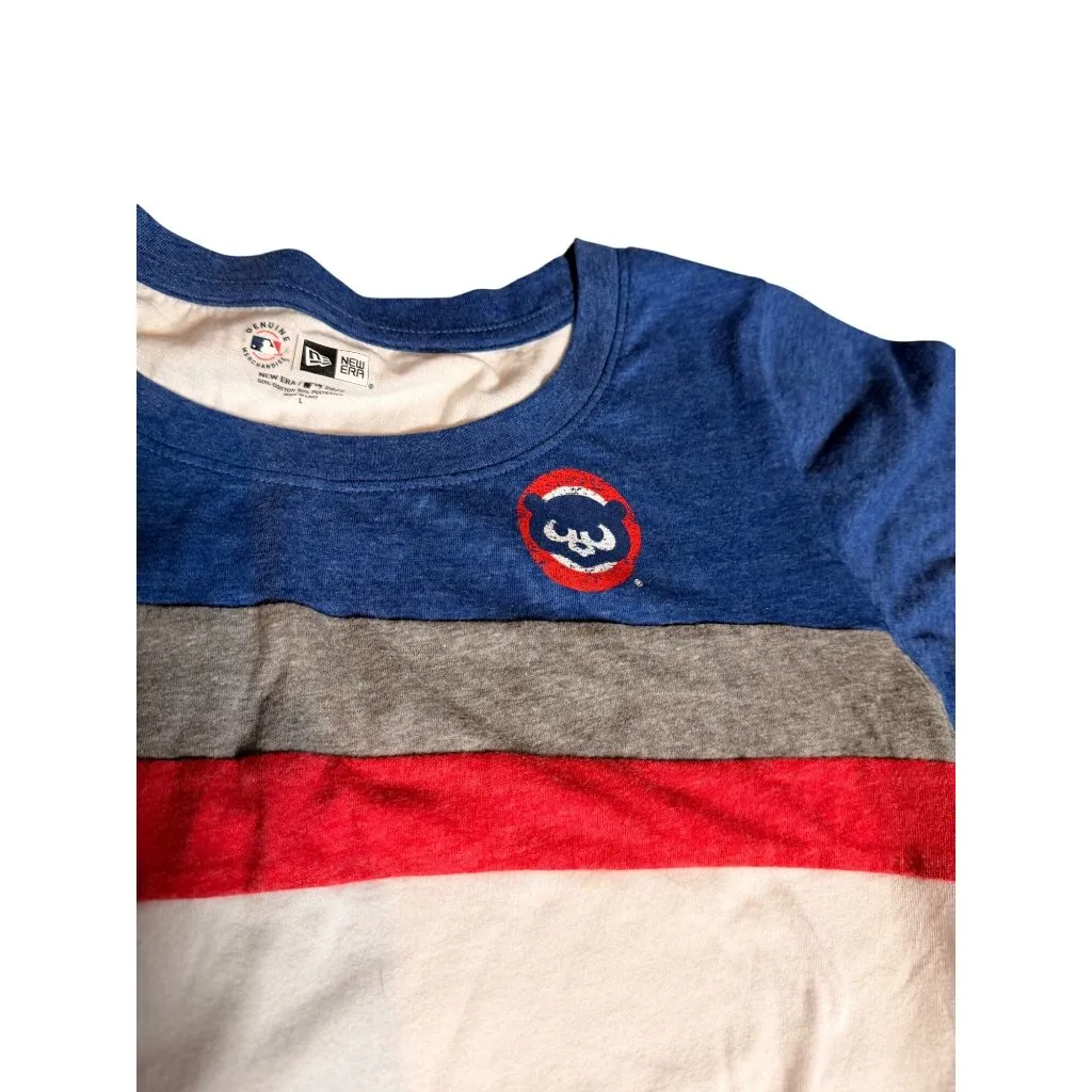 Chicago Cubs Womens Striped Short Sleeve T - Image 4